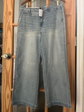 NWT Lands' End Light Wash Wide Leg Sailor Style Jeans Sz 12